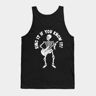 Fun Skeleton with Guitar Graphic - For Men & Women Guitarists Tank Top